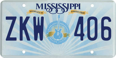 MS license plate ZKW406