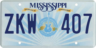 MS license plate ZKW407