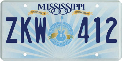 MS license plate ZKW412