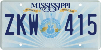 MS license plate ZKW415