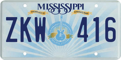 MS license plate ZKW416