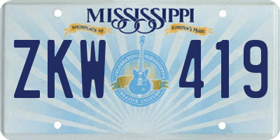 MS license plate ZKW419