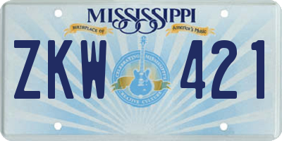 MS license plate ZKW421
