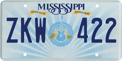 MS license plate ZKW422