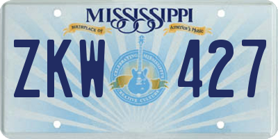 MS license plate ZKW427