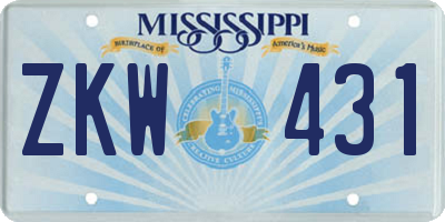 MS license plate ZKW431