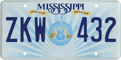 MS license plate ZKW432