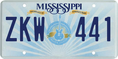MS license plate ZKW441