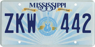 MS license plate ZKW442