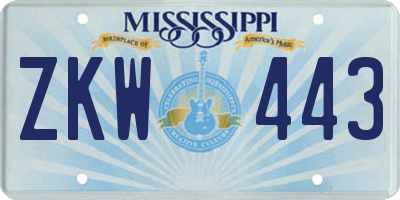 MS license plate ZKW443