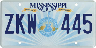 MS license plate ZKW445