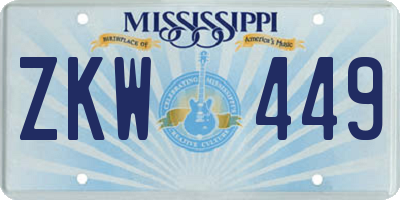 MS license plate ZKW449