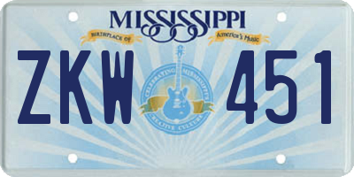 MS license plate ZKW451
