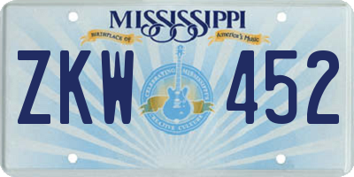 MS license plate ZKW452