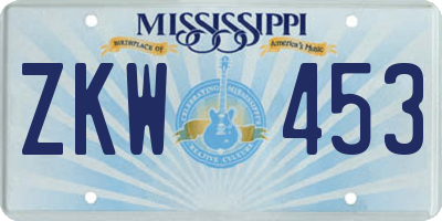 MS license plate ZKW453