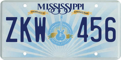 MS license plate ZKW456