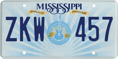 MS license plate ZKW457
