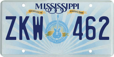 MS license plate ZKW462