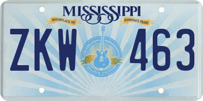 MS license plate ZKW463