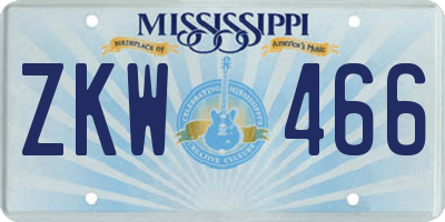 MS license plate ZKW466