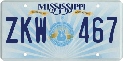 MS license plate ZKW467
