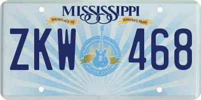 MS license plate ZKW468