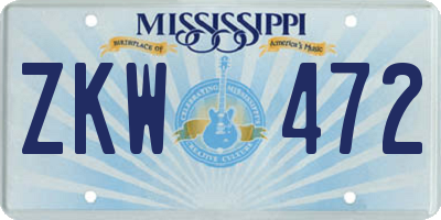 MS license plate ZKW472