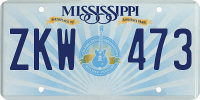 MS license plate ZKW473