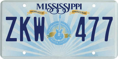 MS license plate ZKW477