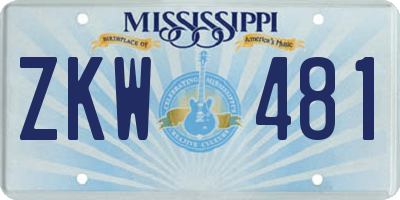 MS license plate ZKW481