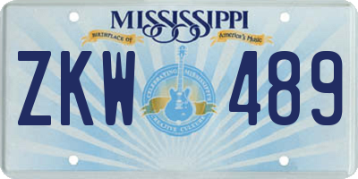 MS license plate ZKW489