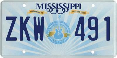 MS license plate ZKW491