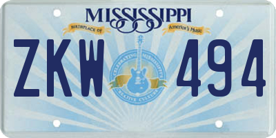 MS license plate ZKW494
