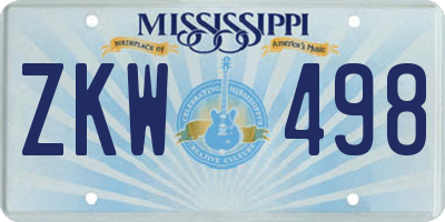 MS license plate ZKW498