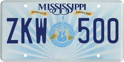 MS license plate ZKW500