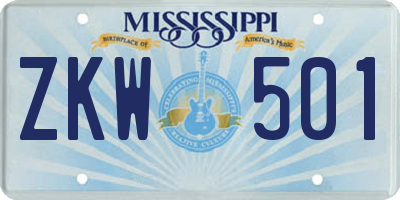MS license plate ZKW501