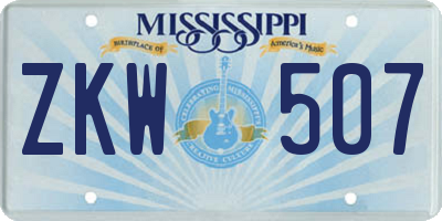 MS license plate ZKW507