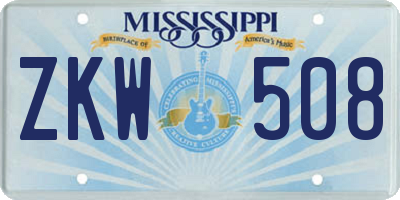 MS license plate ZKW508
