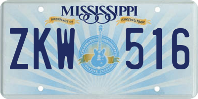 MS license plate ZKW516