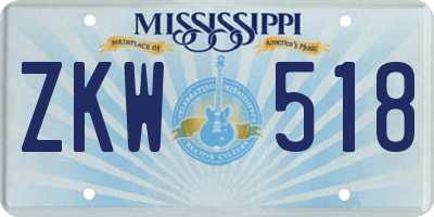 MS license plate ZKW518