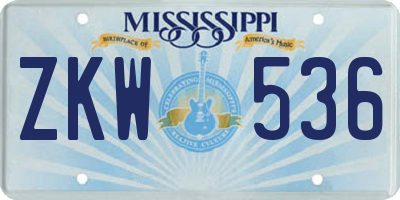 MS license plate ZKW536
