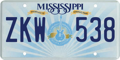 MS license plate ZKW538