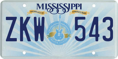 MS license plate ZKW543