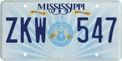 MS license plate ZKW547