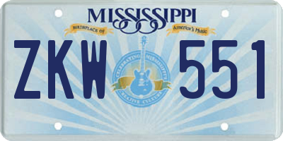MS license plate ZKW551