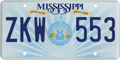 MS license plate ZKW553