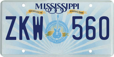 MS license plate ZKW560