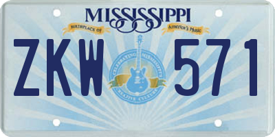 MS license plate ZKW571