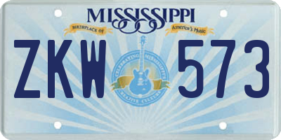 MS license plate ZKW573