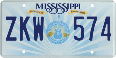 MS license plate ZKW574